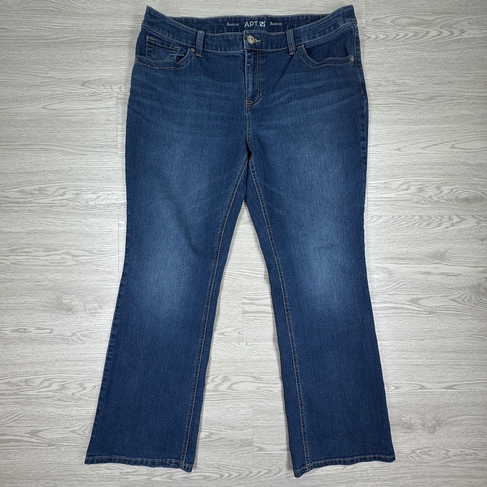 Apt 9 Womens Jeans Bootcut Blue 16/18(?) Dark Wash‎ Embroidered Back Pockets
